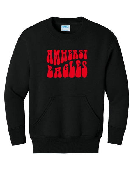 AMS Port & Co Youth Pocket Crewneck Sweatshirt - Wavy Logo 2025